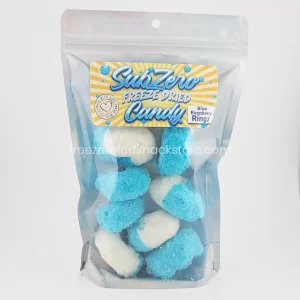 Blue Raspberry Ringz: Tangy And Crunchy Gummy Rings With A Burst Of Vibrant Blue Raspberry Flavor, A Sweet And Sour Sensation.