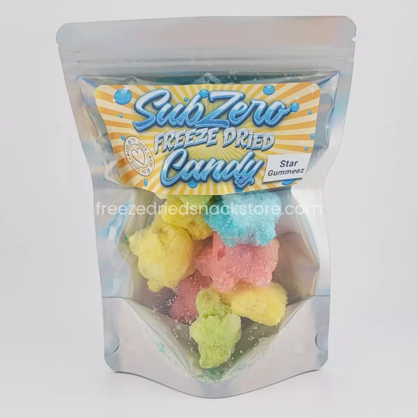 Star Gummeez: A galaxy of fruity gummy candies in various shapes and colors, a stellar treat for all ages.