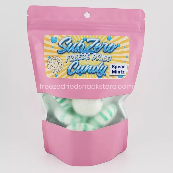 Spearmintz: Smooth and minty freeze-dried candy with a deliciously sweet flavor. Perfect for a refreshing break or as a sweet treat anytime.